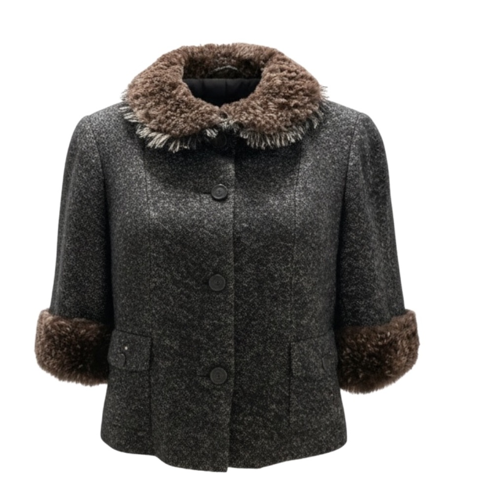 Rare Chanel Tweed With Rabbit Jacket Size 42